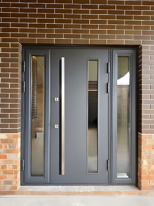 Дверь с боковым остеклением и бугельной ручкой Дверь с боковым остеклением и бугельной ручкой